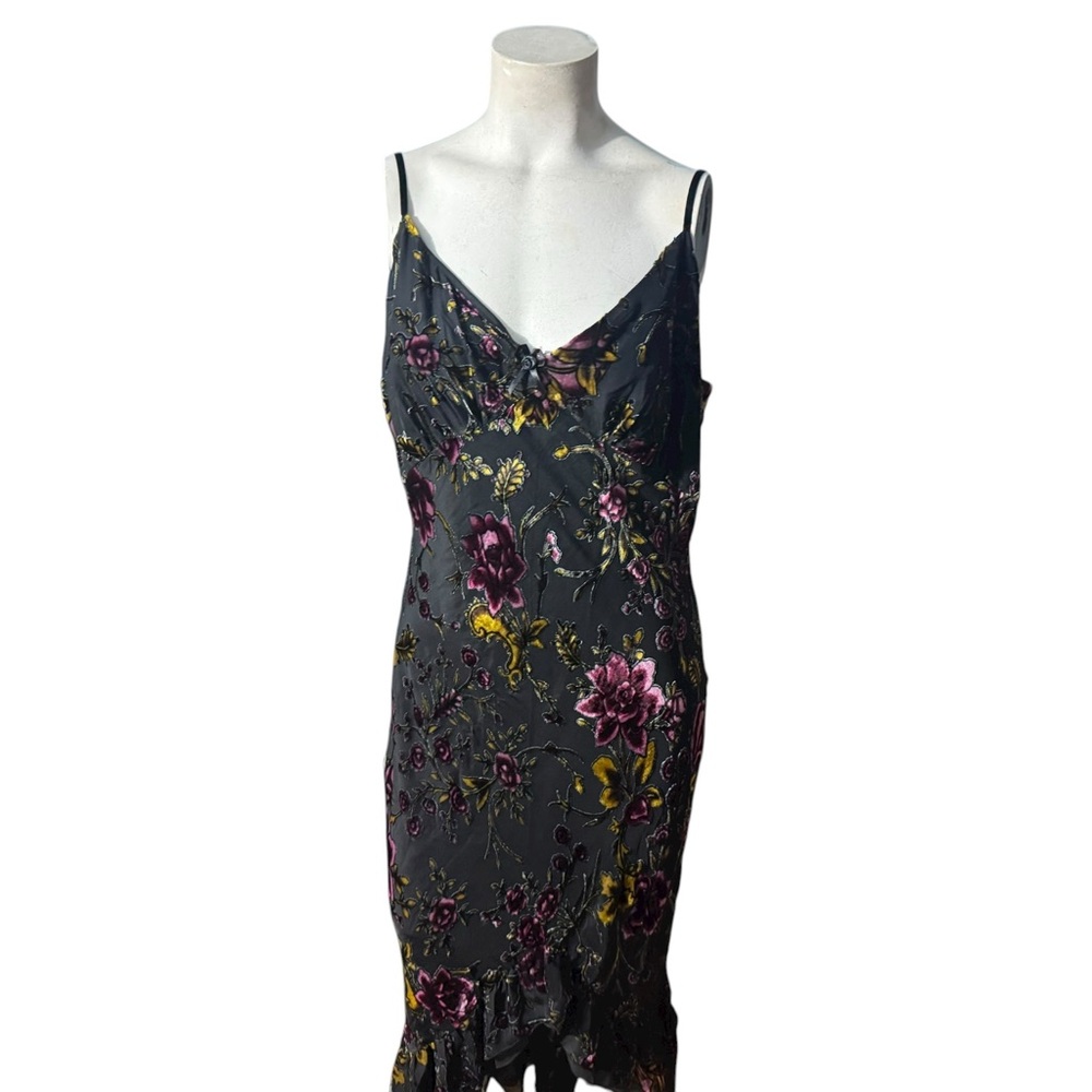 Betsey Johnson Gray and Purple Floral Midi Dress